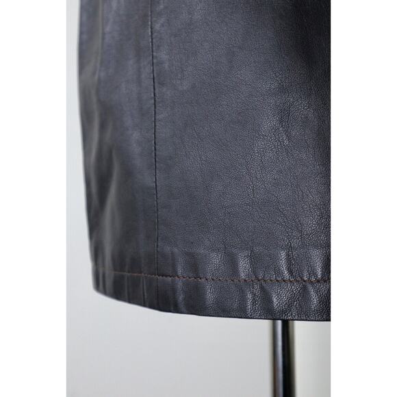 Vintage 1990s Barney's CO-OP Brown Leather High Rise Pencil Skirt - Picture 4 of 10